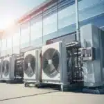 Image of an HVAC business servicing an air conditioner unit in Texas.