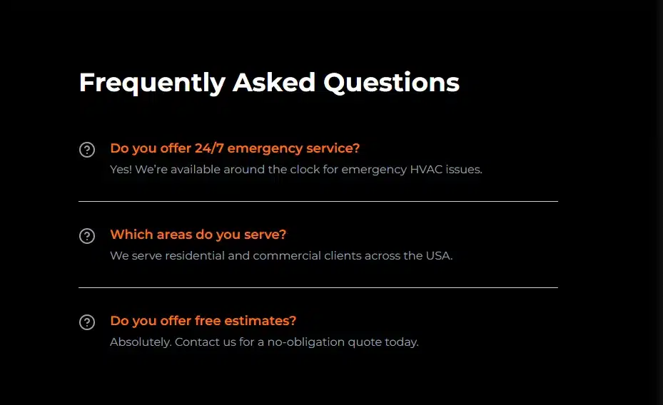 SEO-optimized AC repair service page for HVAC companies in Texas