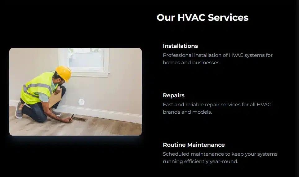 Modern HVAC website design for contractors in Houston